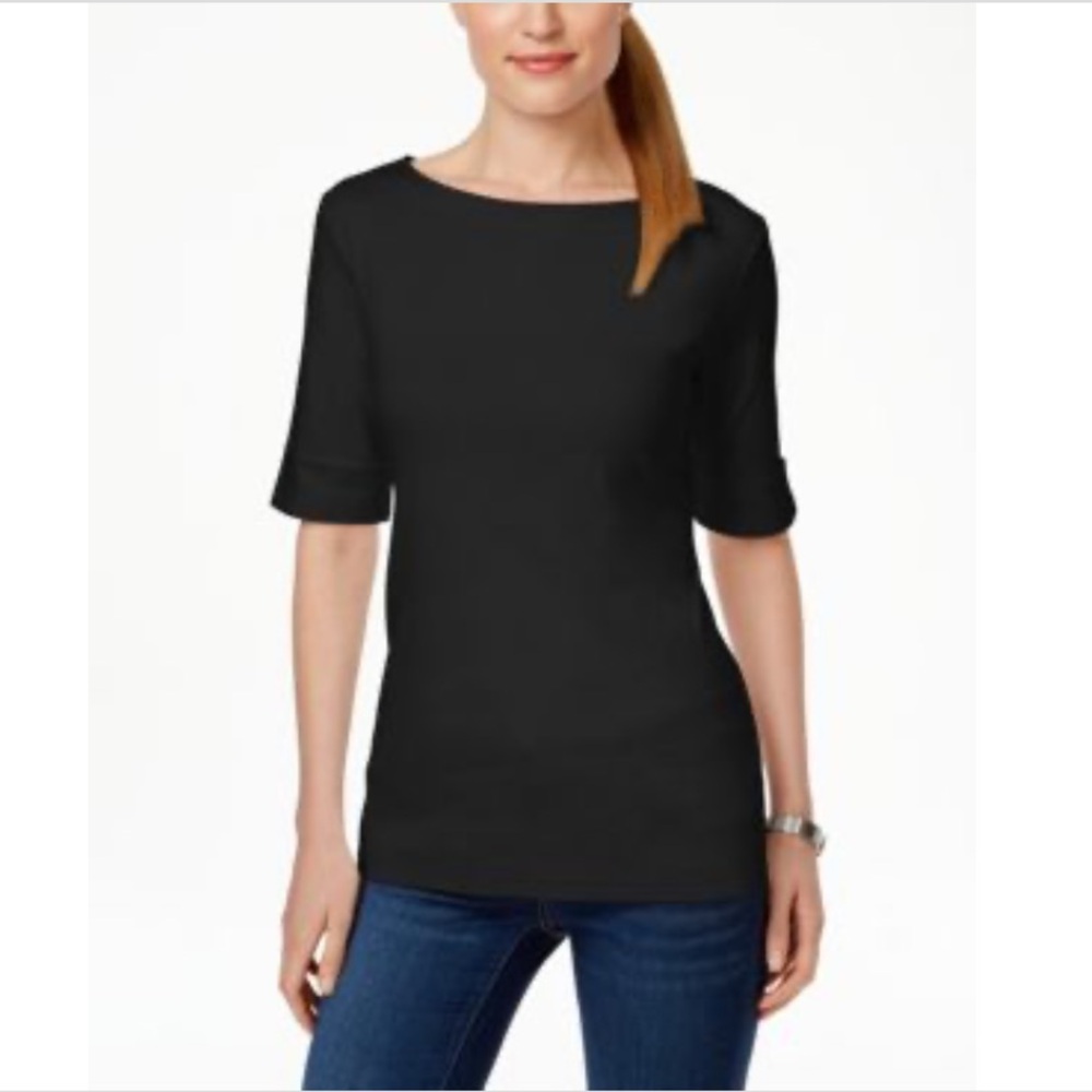NWT Karen Scott Women’s Small Black Cuffed Top